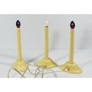 Christmas Holiday Window Electric Plastic Wax Drip Single Candle Stick Lot 3 Vtg